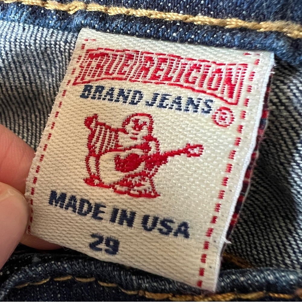 True Religion Flare Jeans Dark Wash Size 29 USA low rise Y2K Bobby women’s - Picture 7 of 9